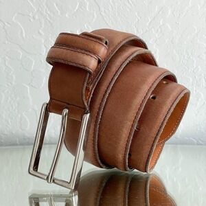 Vintage ACE MARKS Handcrafted Brown Leather Belt size 125|110 (38) Made in Italy